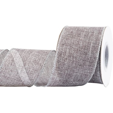 Joycrosso Ruban en Jute à Bordure Fil Métallique 2,5 Pouces x 10 Yards, Gris Métal, Idéal pour l'Artisanat, l'Emballage de Cadeaux, les Couronnes, le Sapin de Noël et les Décorations de Mariage Rustiques