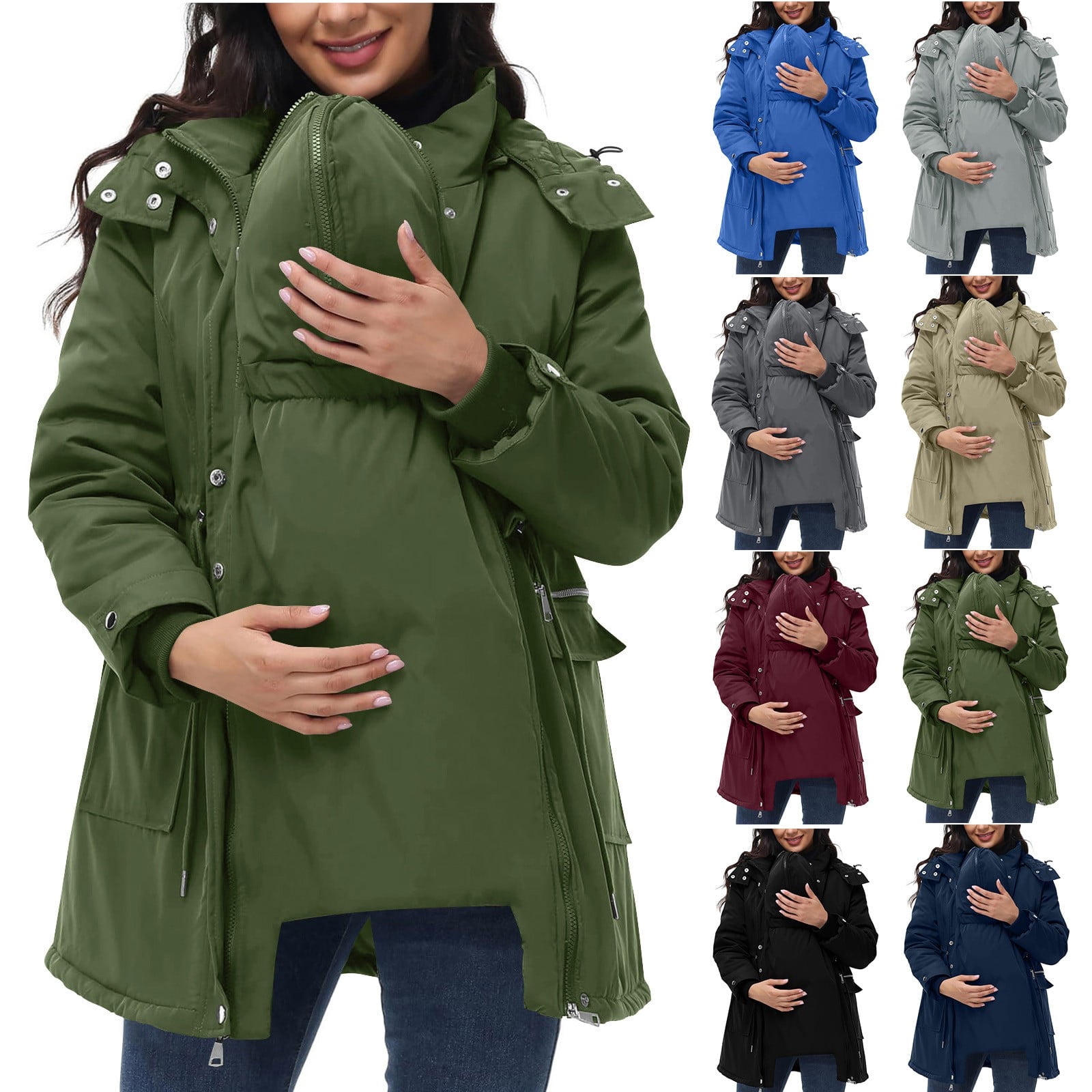 YOIAVAIOY Women 3 in 1 Winter Coat Thicken Quilted Lined Warm Hooded Outwear Puffer Down Jacket Parka with Pockets Dark Gray S