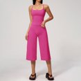 thumbnail image 1 of PISONIC Womens Workout Sets Two Piece Spaghetti Straps Tank Top Matching Wide Leg Capri Pants Gym Work Pilates Outfits, 1 of 7