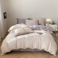 thumbnail image 3 of M Summer Solid Color Ice Silk 4 Piece Bedding Set Cooling Lightweight Breathable Bed Sheets And Duvet Cover Cooling Linen for Hot Weather Sleep Polyester, 3 of 7