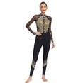 thumbnail image 1 of Jizyo Women's Long Sleeve Dance Unitard Shiny Rhinestone Full Body Suits One Piece Jumpsuits Gold S, 1 of 4