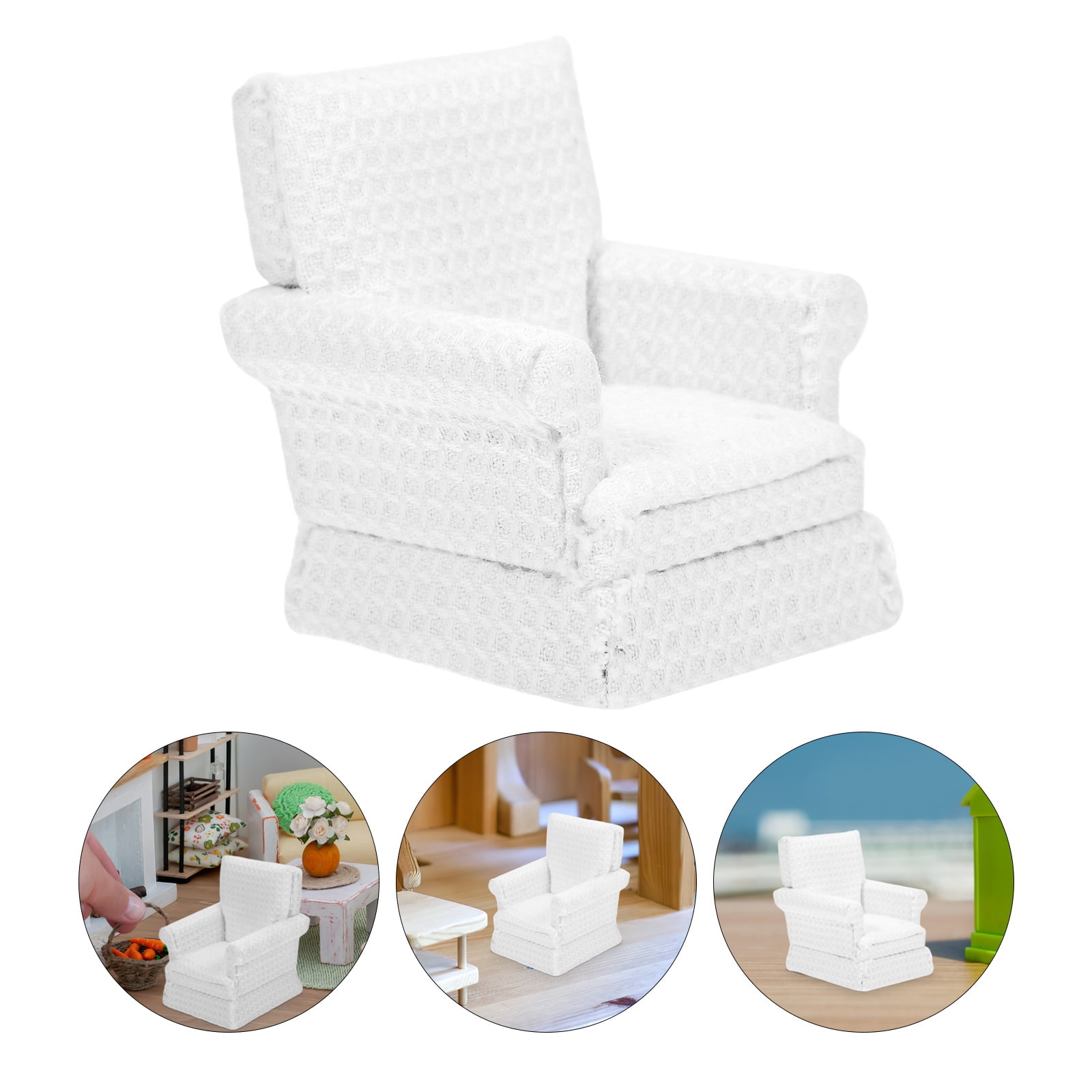 Mobutofu Miniature Sofa Mini Sofa Furniture White Wood 1Pack