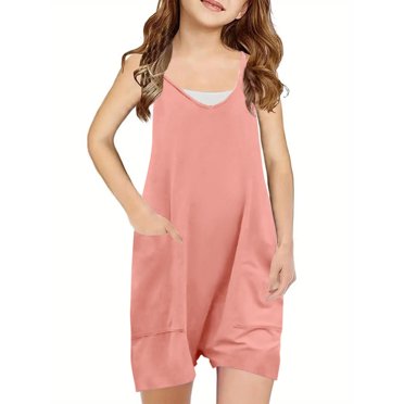 Combinaisons pour Tout-Petites Filles Enfants Décontractées en Liquidation Barboteuses d'Été pour Adolescentes 2025 Tendance Sans Manches Athlétique Entraînement Course Grenouillère Courte Combinaison avec Shorts Nouveau 7 Ans
