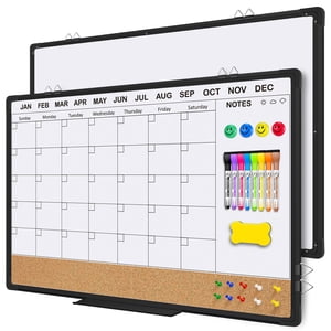 EAONE 36x24 dans le calendrier de tableau blanc double côté & Cork Board Combo pour le mur, 3 en 1 Calendrier mensuel et tableau des bulletins d'élimination à sec magnétique