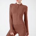 thumbnail image 2 of Veste de Sport Courte Légère pour Femme à Fermeture Éclair devant, Veste de Sport à Manches Longues, Hauts de Yoga pour la Course et l'Entraînement, 2 of 4