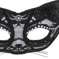 thumbnail image 2 of Femmes Chat Mascarade Délicate Strass Décoration Demi-Face Élégant Noir, 2 of 3