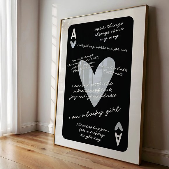 1pcs Ace Card Positive Sayings Print Fashion Canvas Wall Art Canvas Print Aesthetic Decor Vintage Bedroom Cute Poster wall art, size: 50*70 cm, unframed.,13