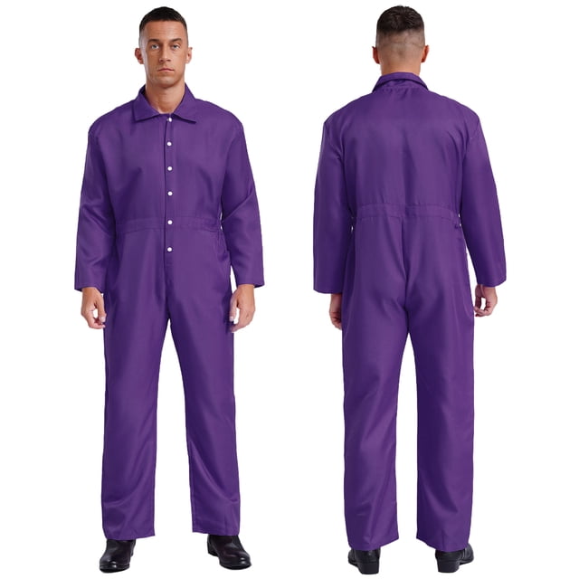 TiaoBug Combinaison une Pièce Unisexe pour Hommes à Manches Longues, Uniforme Salopette Violet 3TG