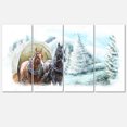 thumbnail image 2 of Painted Scene with Horses in Winter - Landscape Canvas Art Print, 2 of 3