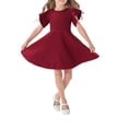 thumbnail image 1 of QIPOPIQ Robe Patineuse de Fête pour Fille à Manches Courtes, Décontractée, Vintage, Col Peter Pan, Coupe Évasée, avec Poches, 4-12 Ans, Liquidation, 1 of 4