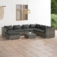 thumbnail image 1 of vidaXL 8 Piece Garden Lounge Set with Cushions Poly Rattan Grey, 1 of 5
