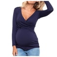 thumbnail image 1 of Hauts de Maternité à Manches Longues pour Femmes Enceintes, Blouse à Volants Unie, Hauts à Manches Longues pour Femmes, 1 of 9