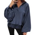 thumbnail image 2 of 2023 Chandail en Molleton de Mode pour Femmes 50 % de Rabais Liquidation Mode Manches Longues Col Rabattu Couleur Unie Hauts Amples Blouse Chandails en Molleton, 2 of 7