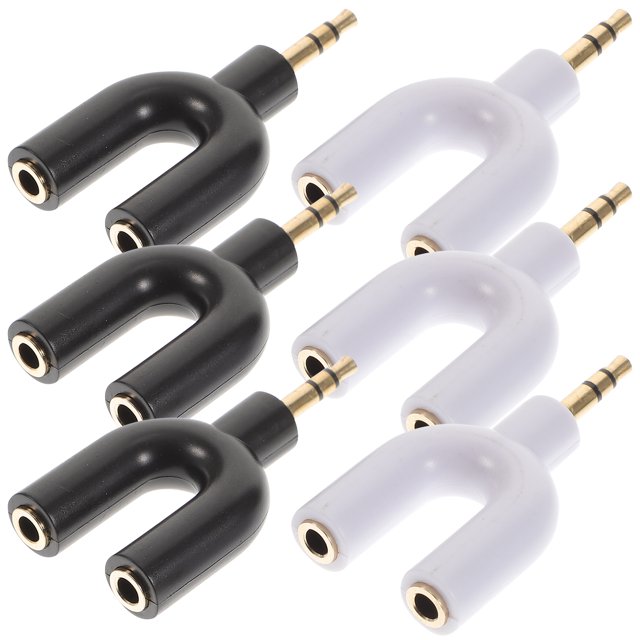 6pcs U Shape 3.5mm Headphone Adapter Y Splitter 1 To 2 Headphone Splitter