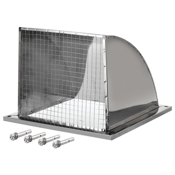 Unique Bargains 12'x12' Wall Vent Cover Exterior Dryer Vent Grille Louvered 304 Stainless Steel Outdoor Duct Ventilation