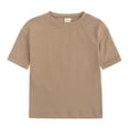 thumbnail image 2 of MIASHUI Boys Summer Tracksuit Outfits Solid Color Short Sleeve Shirts Shorts Outfits,Coffee,6-12 Months, 2 of 8
