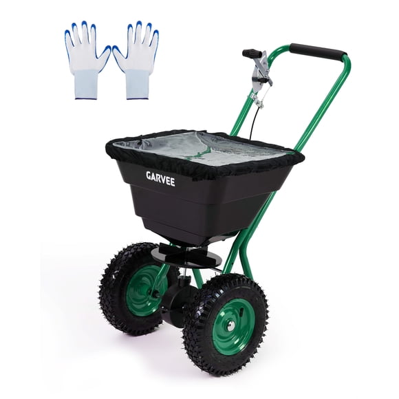 Ourlova Versatile Push Broadcast Spreader for Lawn Garden-Large Capacity ( ) 80L Black + Dark Green