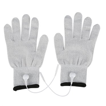 1 Paire Gants de Massage à Électrode Conductrice pour Machine Tens Fils de Plomb d'Électrothérapie (S)