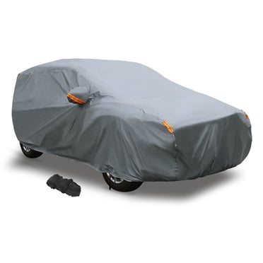 Unique Bargains YL PEVA Housse de Voiture Complète Imperméable Résistante au Soleil Doublure Douce avec Rubans Coupe-Vent pour SUV jusqu'à 191 Pieds Gris