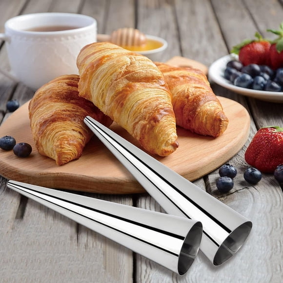10Pcs Stainless Steel Cream Horn ! CQCYD Cream Horn Stainless Steel Danish Croissant Cone Baking Tool, Flared Roll Pastry for Croissants Cream Horns, Professional Baker Kitchen Equipment, Home