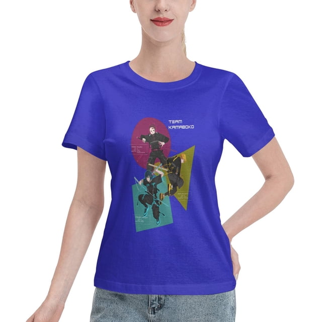 T-Shirt Basique à Manches Courtes pour Femmes Style de Rue Demon Slayer