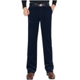 thumbnail image 2 of AherBiu Mens Corduroy Pants Straight Leg High Waisted Regular Fitted Stretch Pants with Pockets Casual Solid Color Trousers, 2 of 7