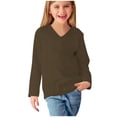 thumbnail image 4 of vdgthytj Toddler Boys Girls Long Sleeve T-Shirts Kids V Neck Solid Color Color Basic Tops Fall Spring Outfit Blouse, 4 of 5