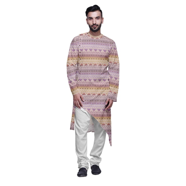 Atasi Designer Printed Summer Wear Long Kurta With White Pajama Set For Men