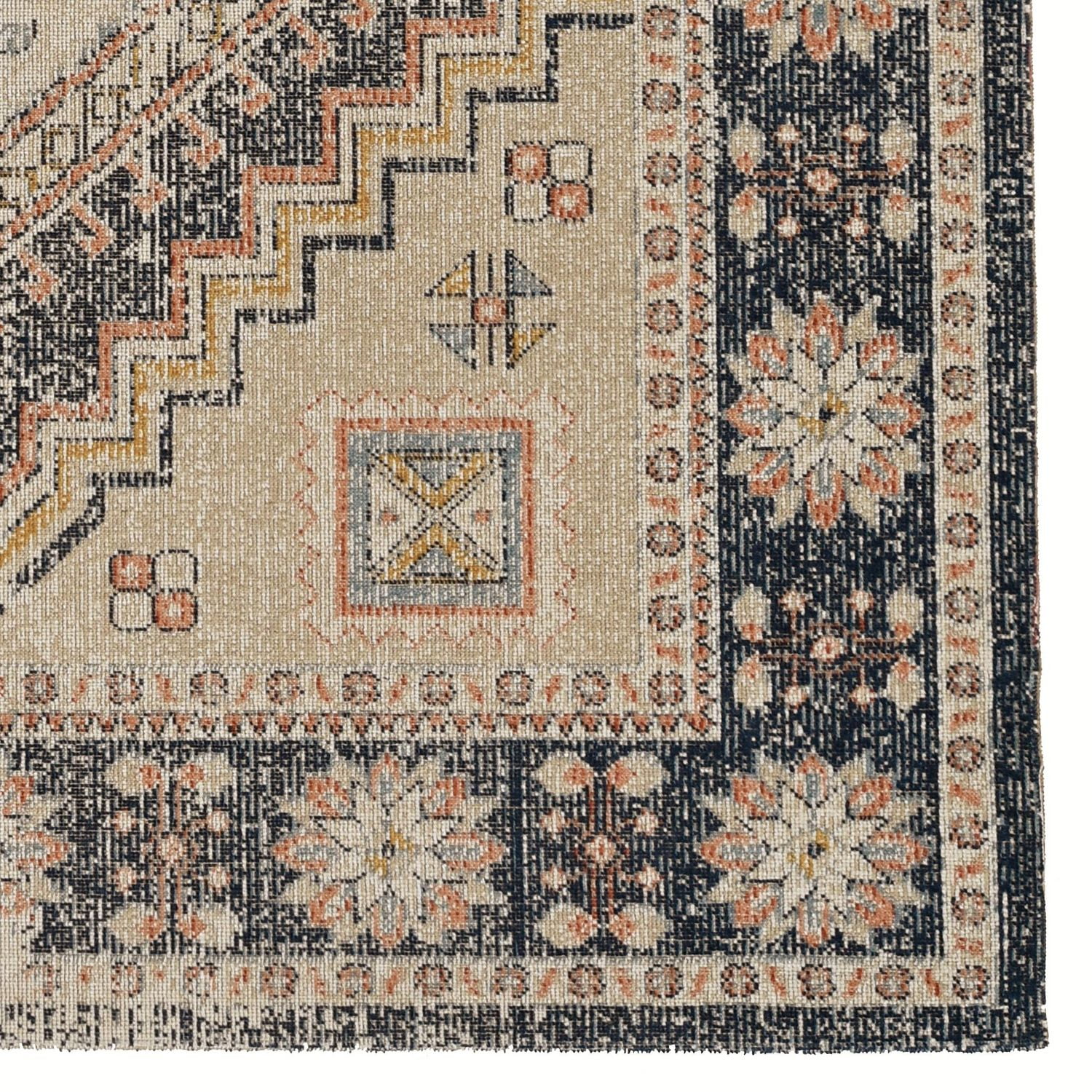 Tapis d'appoint Grand Zéro Stiles ivoire et bleu marine de 2 pi x 3 pi