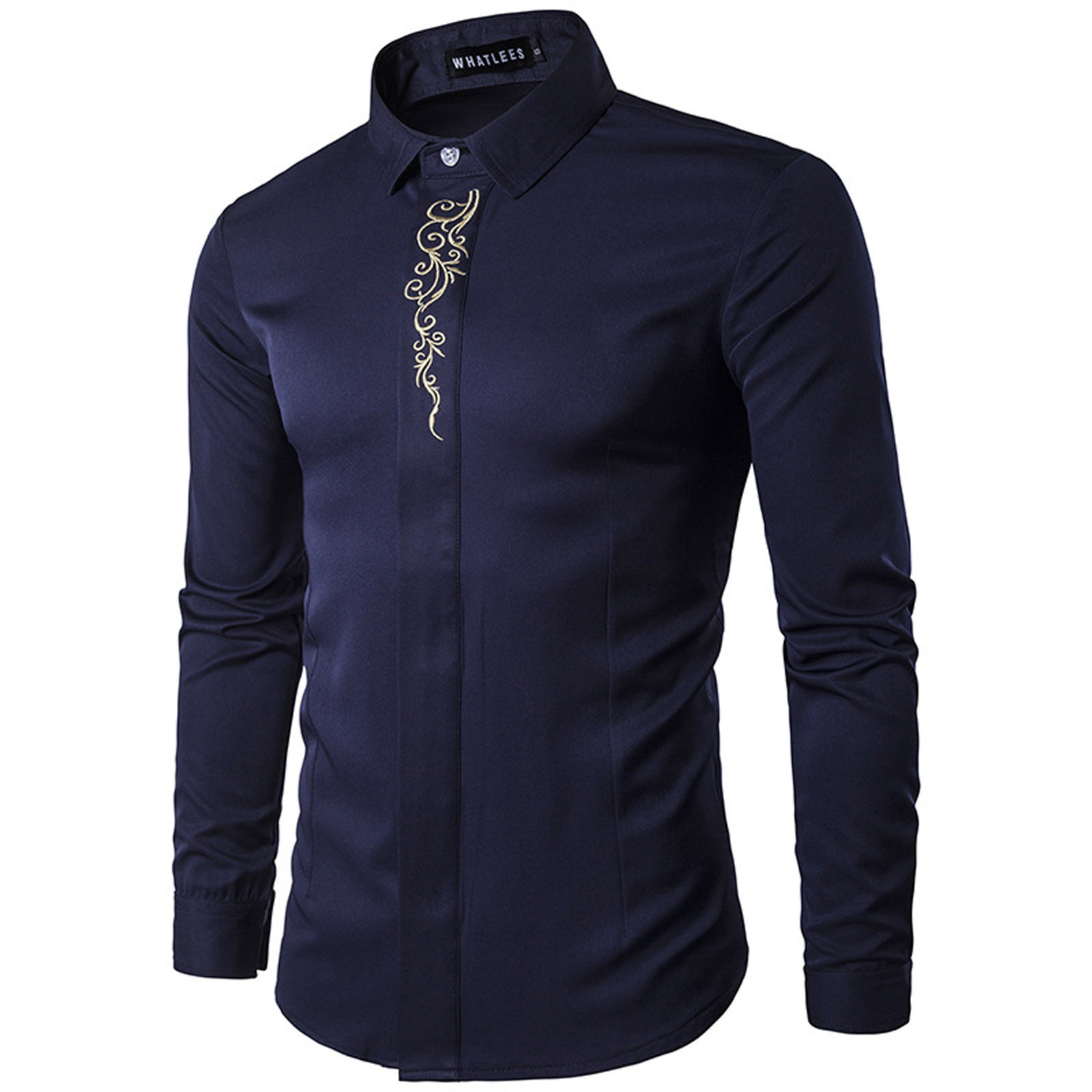 Chemise à Manches Longues pour Hommes Homme Décontractée Imprimée Col Montant Chemise de Base à Manches Longues Blouse Chemises à Manches Longues pour Hommes