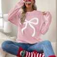 thumbnail image 4 of WUANDIXFA Ladies Sweaters for Fall Womens Christmas Cute Bow Long Sleeve Sweaters Loose Crewneck Knit Pullover Red,S, 4 of 5
