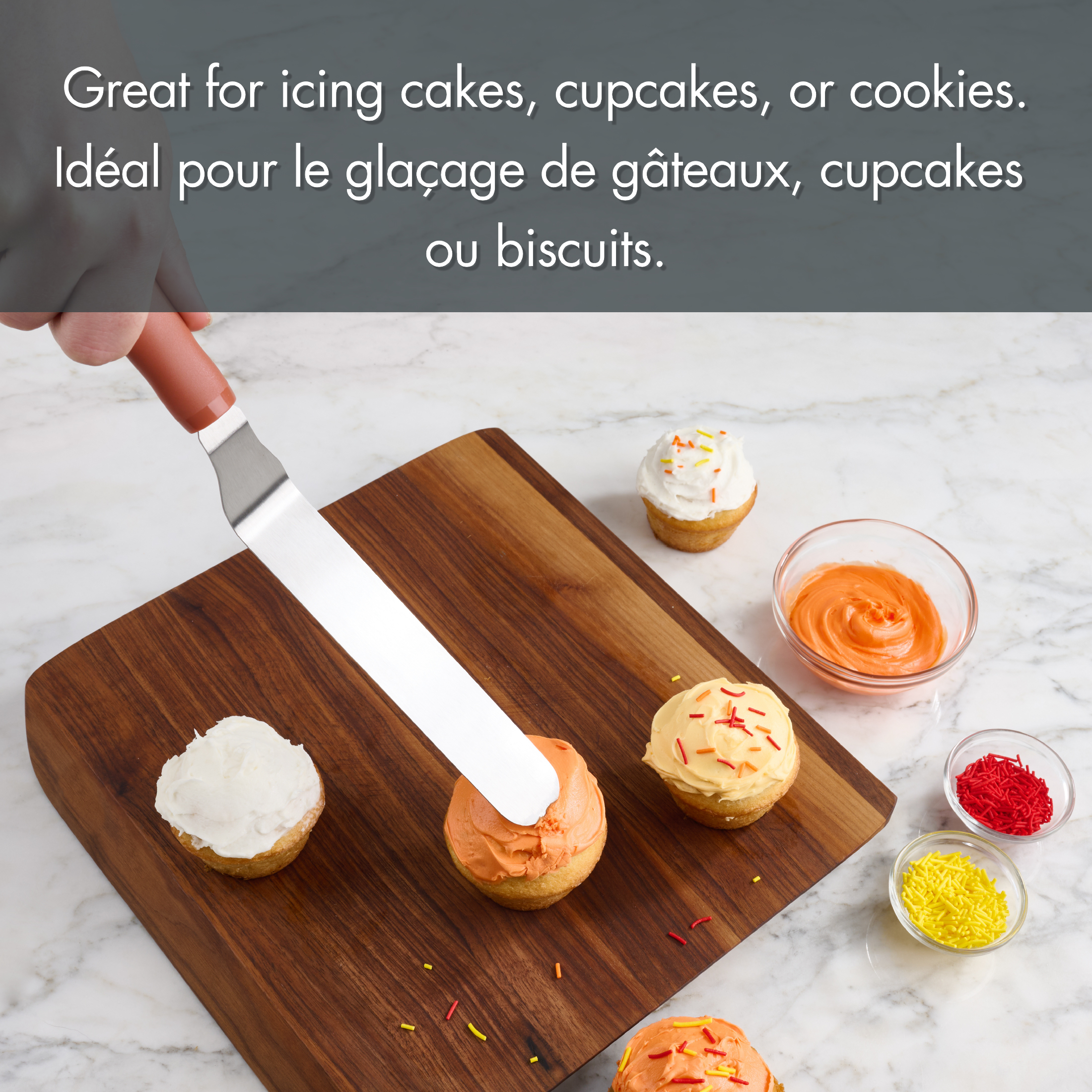 Spatule à glaçage en acier inoxydable Tout-pour-Célébrer, orange
