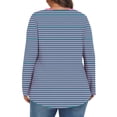 thumbnail image 4 of Mevxay Blouse à Rayures pour Femme Grande Taille Chic Décontractée T-Shirts Plissés Manches Longues Col Ras du Cou Tunique Fluide Hauts Violet 2TG, 4 of 6