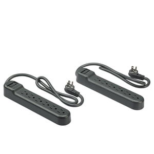 onn. 2.5 FT./76.2 cm 6-Outlet Surge Protectors 2-Pack