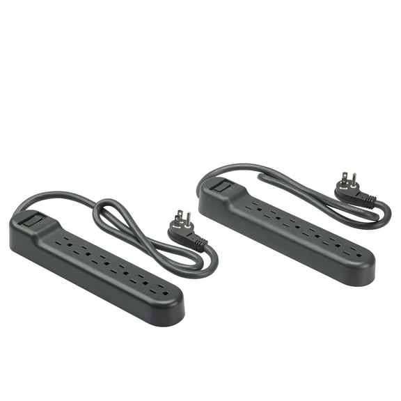 Limiteur de surtension à 6 prises de 2,5 pi/76,2 cm Paquet de 2. onn.