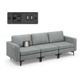 thumbnail image 1 of Costway Modular 3-Seat Sofa Couch w/ Socket USB Ports & Side Storage Pocket Dark Grey, 1 of 10