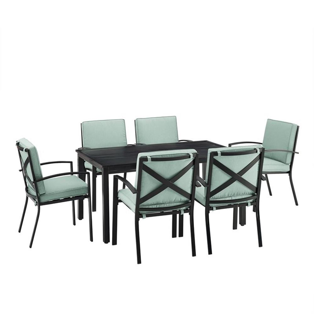 Afuera Living Ensemble de Salle à Manger Extérieur Transitionnel 7 Pcs en Brume