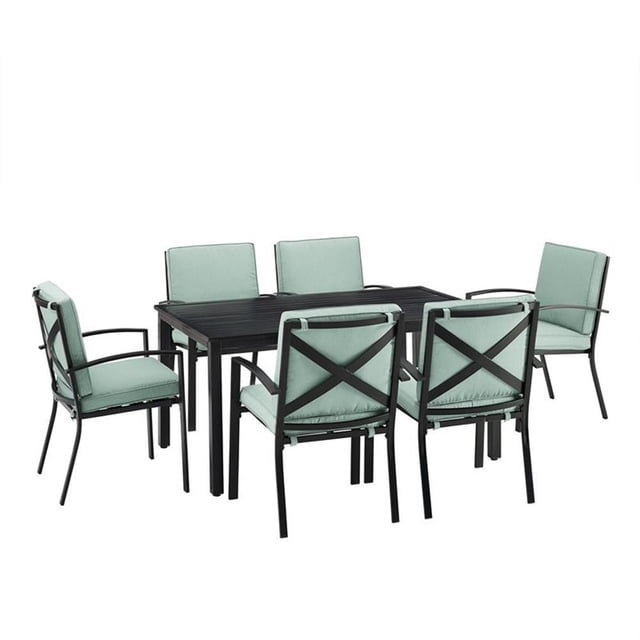 Afuera Living Ensemble de Salle à Manger Extérieur Transitionnel 7 Pcs en Brume