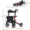 thumbnail image 3 of HOMCOM Déambulateur Pliant et Ajustable avec Siège, Roues de 8 Po et Sac, Rouge, 3 of 10