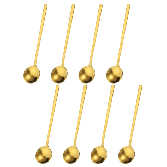 Unique Bargains 8Pack 5' Stainless Steel Espresso Spoons Mini Coffee Spoon Teaspoon, Gold