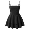 thumbnail image 4 of Women's Summer Blue Sling Dress - Square Neckline Backless Bow, Mesh Fabric, Double Ruffle Hem, Casual/Party, 4 of 5