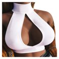 thumbnail image 1 of Pompotops Mode Femme Couleur Unie Aguichant Croisé Sans Manches Top Court, 1 of 7