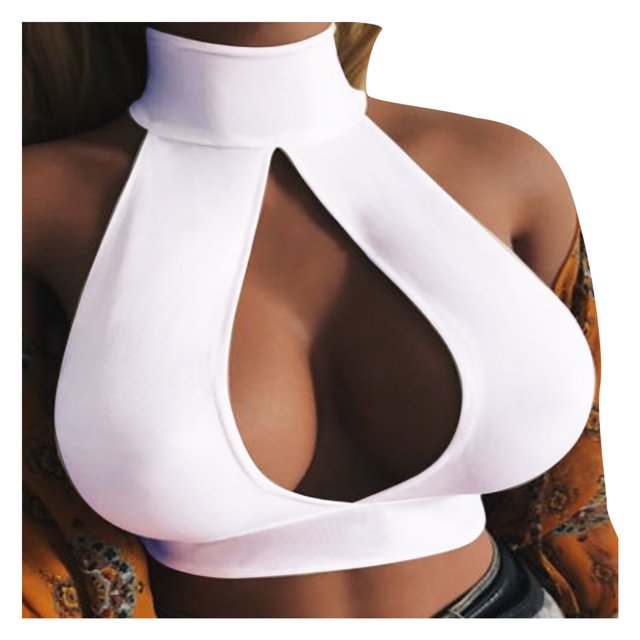 Pompotops Mode Femme Couleur Unie Aguichant Croisé Sans Manches Top Court