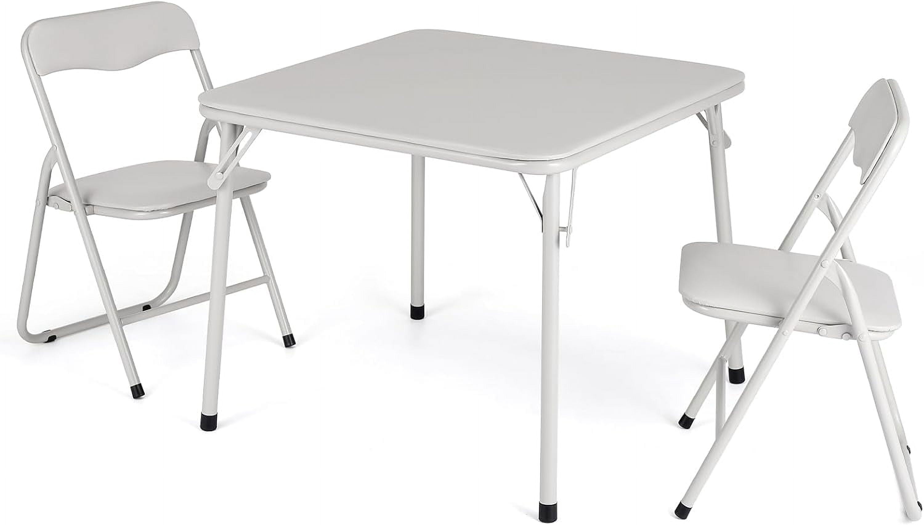 Folding Card Table and Chair Set of 3, Upholstered Foldable Table and ...
