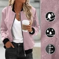 thumbnail image 2 of Womens Fashion Jacket Casual Stand Collar Zip Up Lightweight Coat Fall Color Block Jackets with Pockets Pink L, 2 of 8
