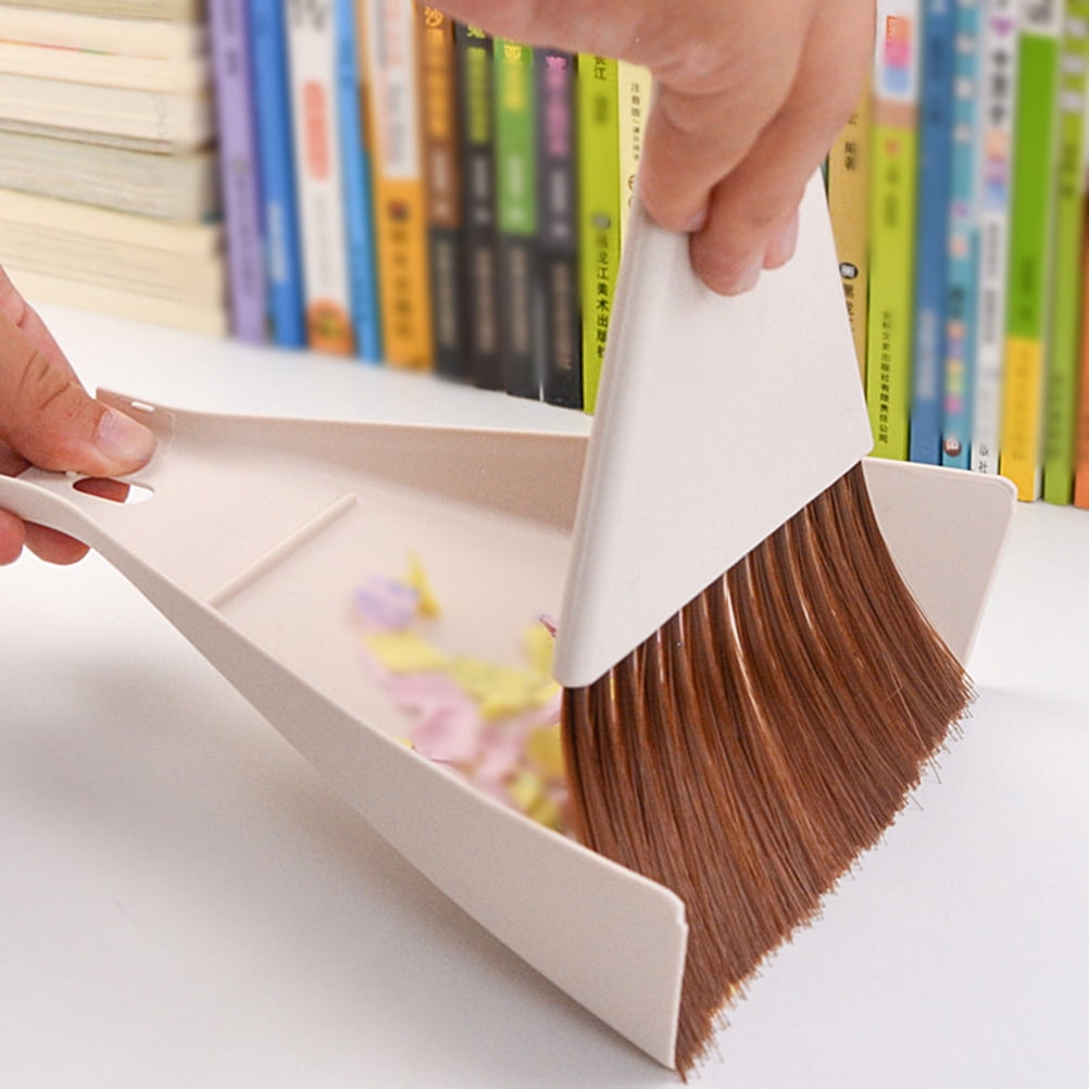 FELTECHELECTR Small Dust Pan and Broom Set Desktop Broom and Dustpan Set Plastic for Dining Table 2Pack