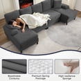 thumbnail image 4 of ZAFLY U Shaped Sectional Sofa, Sofas and Couches with Double Chaise, Sectionals for Living Room - Gray, 4 of 6
