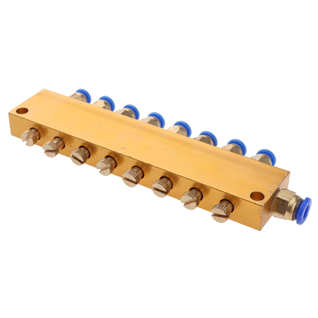 Brass Adjustable Diluted Oil Quantitative Distributor Value Manifold Block , Golden, 8 Way