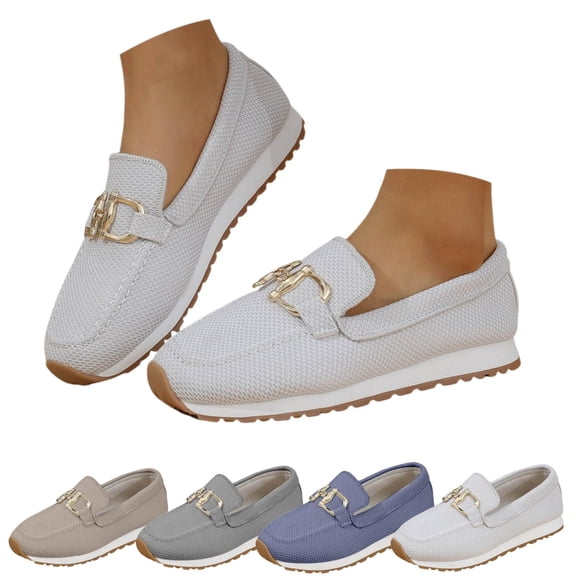 longantii Orthopedic Casual Shoes for Women Arch Support Slip on Non Slip Nurse Shoes Breathable Knitted Mesh Stretch Walking Shoes Comfortable 2026 Foam Shoes White