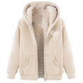 thumbnail image 3 of Sentmoon Chandails à Capuchon Grande Taille en Molleton avec Imprimé Manteaux d'Hiver pour Femmes à Manches Longues Col à Capuche Veste de Planche à Neige Automne et Hiver Doux et Confortable pour la Randonnée et l'Escalade Beige TTG, 3 of 5